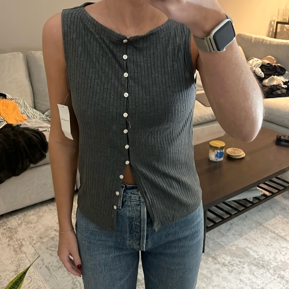 Dark grey button up tank